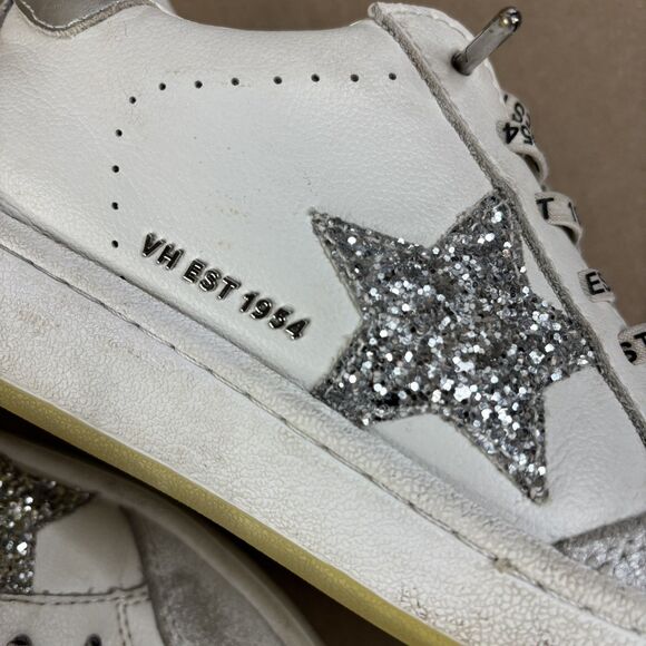 Vintage Havana Wrenley Womens Star Sneakers Sz 8.5 Glitter Fashion White/Silver - Picture 12 of 13